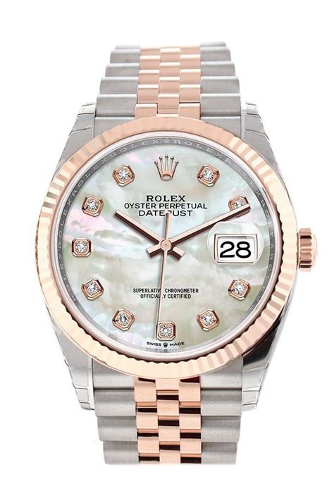 mother of pearl women's rolex|Rolex 36mm Datejust diamond bezel.